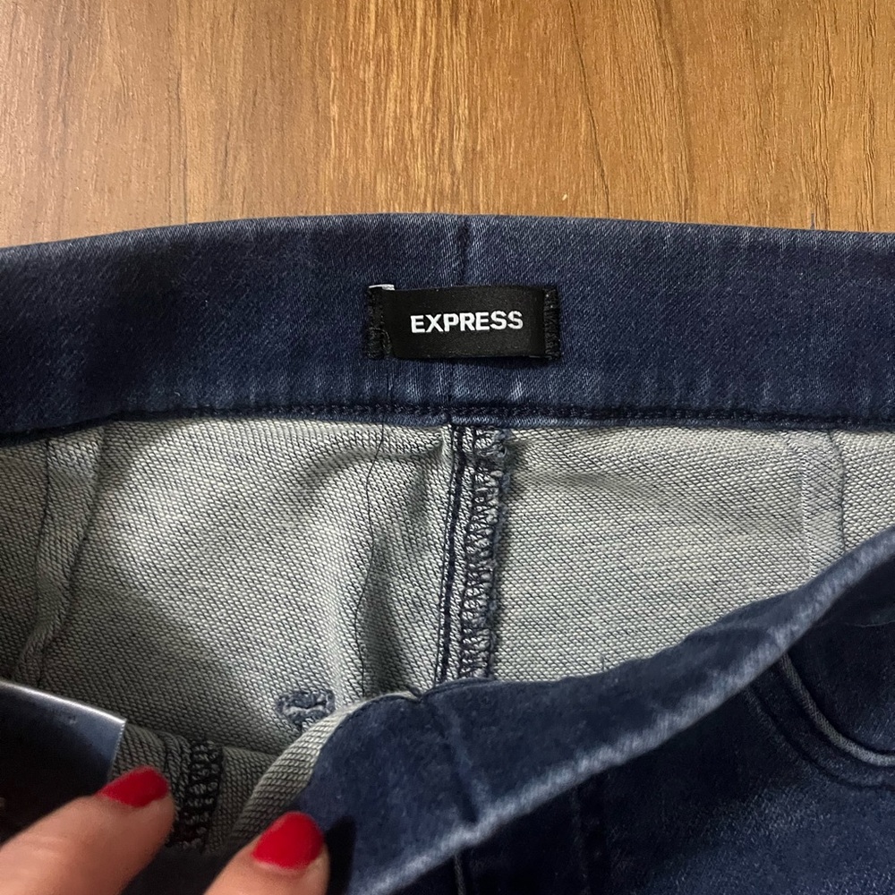 Express Dark Blue High-Rise Distressed Stretchy Jeans Small - Picture 2 of 6